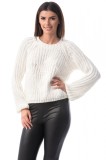 E780-2 Pulover gros din material tricotat si decolteu rotund, M