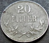 Moneda istorica 20 FILLER - UNGARIA, anul 1917 * cod 3662 = excelenta