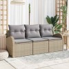 VidaXL Set de canapele pentru grădină cu pernă 3 pcs Bej Rattan poli 3345900
