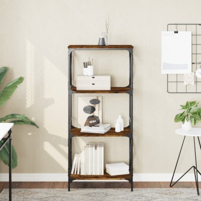 Gossi biblioteca 4 niveluri stejar afumat 59x35x132 cm lemn prelucrat foto