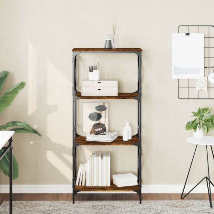 Gossi biblioteca 4 niveluri stejar afumat 59x35x132 cm lemn prelucrat