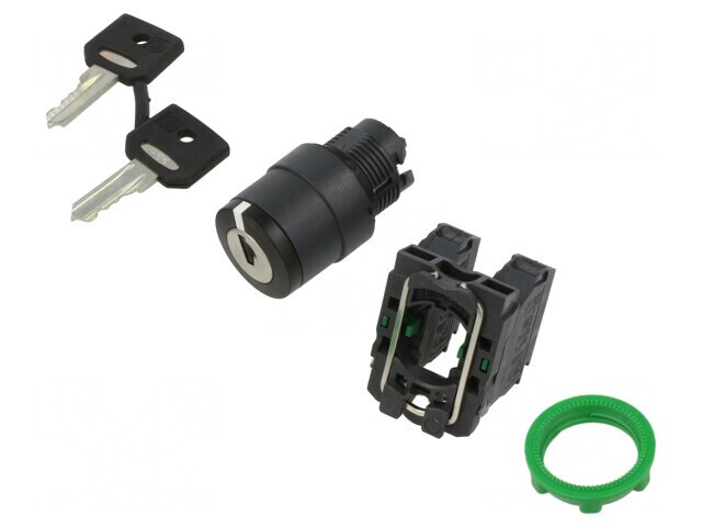 Comutator rotativ cu cheie 22mm 3 NO negru