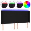 Tablie de pat cu LED, negru, 203x16x118/128 cm, textil