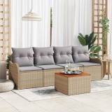 Set canapea grădină 5 pcs Bej, gri deschis Mari Rattan, Lemn