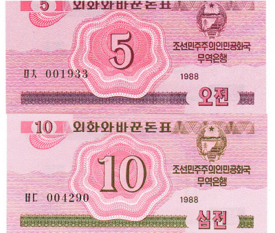 Coreea de Nord Korea North Set 5-10 Chon 1988 P 32-33 UNC foto