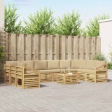vidaXL Set de canapele de exterior 11 pcs Alb și Bej 59 x 59 x 37 cm 3392643