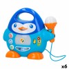 Microfon Karaoke Winfun Pinguin, Jucarie Muzicala Copii, Lumini si Sunete, Plastic, Baterii, +18 luni, Albastru