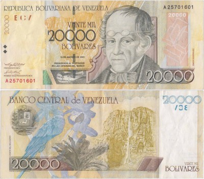 2001 (16 VIII), 20,000 Bol&amp;iacute;vares (P-86a) - Venezuela foto