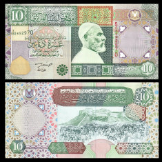 LIBIA █ bancnota █ 10 Dinars █ 2002 █ P-66 █ UNC █ necirculata