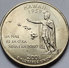 25 cents / quarter 2008 USA, Hawaii, litera P, unc, km#425 foto