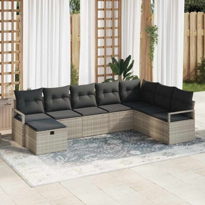 vidaXL Set de canapele pentru grădină 8 pcs Gri deschis Rattan poli 3360563