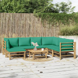 Set mobilier de gradina cu perne verzi, 8 piese, bambus GartenMobel Dekor, vidaXL