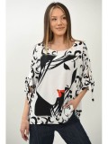 BLUZA CU MANECA SCURTA OVERSIZE RED LIPS MULTICOLORA TALIE UNICA Multicolora