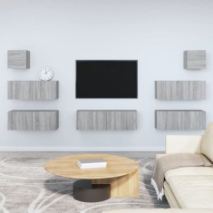 Set comode TV, 7 piese, gri sonoma, lemn compozit foto