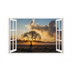 Sticker decorativ, Fereastra 3D, Rasarit, 85 cm, 206STK