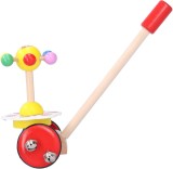 Jucarie de impins ajustabila din lemn, Caruselul Rosu, 18 luni+