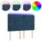 Tablie de pat cu LED, albastru inchis, 144x7x118/128cm, catifea