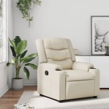 VidaXL Fotoliu rabatabil, crem, piele ecologică 374120