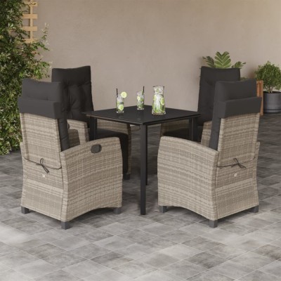 vidaXL Set mobilier de grădină cu perne, 5 piese gri deschis poliratan 3212854 foto