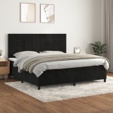 VidaXL Pat box spring cu saltea, negru, 200x200 cm, catifea