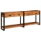 vidaXL Mese consolă 2 pcs Maro 200 x 33 x 75 cm Lemn masiv de acacia