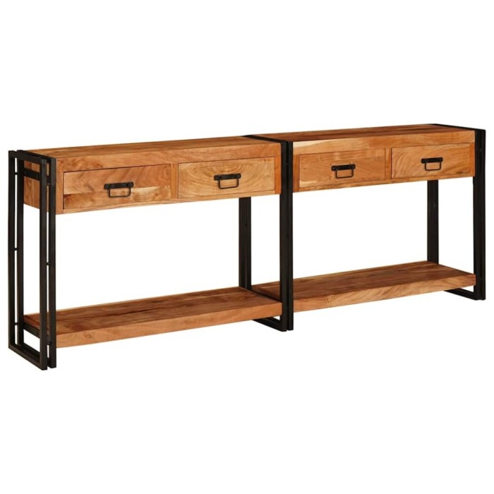 vidaXL Mese consolă 2 pcs Maro 200 x 33 x 75 cm Lemn masiv de acacia