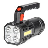 Lanterna reincarcabila LED AMiO 4LED + COB 1200mAh, 300 lm, pana la 200 m, 4 moduri, USB micro, ABS, negru, 15x6x10 cm, utilizare in atelier, acasa