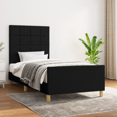 vidaXL Cadru de pat cu tăblie, negru, 80x200 cm, textil foto