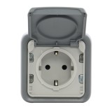 Priza Schuko simpla Legrand Plexo cu capac, gri