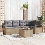 VidaXL Set mobilă grădină , 6 piese, cu perne, rattan negru.