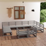 VidaXL Set mobilier de grădină, 11 piese, gri, lemn masiv de pin 3076211