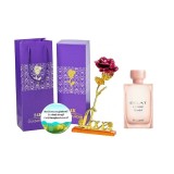 Cumpara ieftin Set complet pentru Ea, parfum de femei Eclat Femme Weekend, insotit de insigna Dactylion cu mesaj motivational, cadou un trandafir rosu suflat la baza, 50 ml, Oriflame