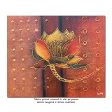 Tablou pictat manual, Trandafir stilizat, 60x50cm ulei pe panza efect 3D, gata de agatat pe perete