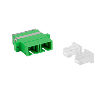Adaptor retea fibra optica cu conectori SC APC, Lanberg 43381, SM DUPLEX, capace transparente, verde foto
