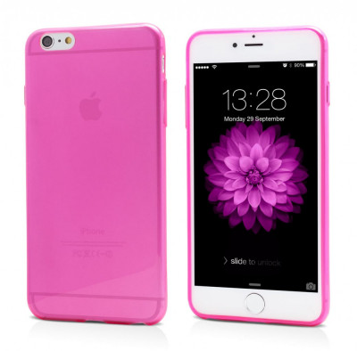 Husa Silicon Apple iPhone 6 Plus iPhone 6s Plus Ultra Thin Clear Pink foto