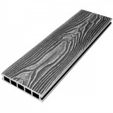Placa deck terasa WPC 3D DUBLU LEMN, tip pardoseala/dusumea WPC, 150x24 mm, gri inchis
