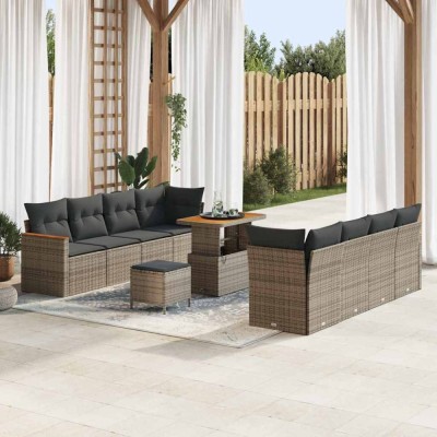 vidaXL Set de canapele pentru grădină cu pernă Gri Rattan poli 3364973 foto