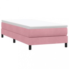 vidaXL Pat cu arcuri fara saltea roz 100x210 cm catifea foto