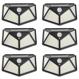 Set 6 lampi cu incarcare solara FOXMAG24, senzor miscare, 3 trepte de iluminare, 100 LED