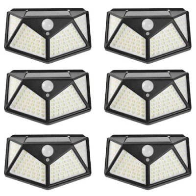 Set 6 lampi cu incarcare solara FOXMAG24, senzor miscare, 3 trepte de iluminare, 100 LED foto