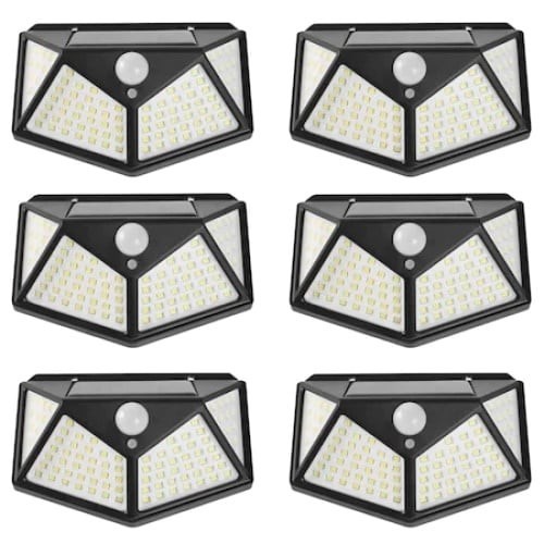 Set 6 lampi cu incarcare solara FOXMAG24, senzor miscare, 3 trepte de iluminare, 100 LED