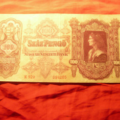 Bancnota 100 Pengo 1930 Ungaria , Matei Corvin ,cal.Buna