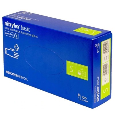 Manusi Examinare nitril, nepudrate, Nitrylex Basic, 100buc/cutie, marimea S, culoarea albastru foto