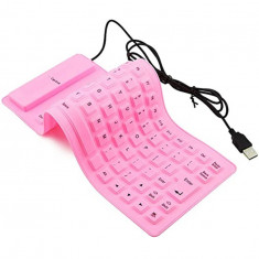 Tastatura flexibila USB sau PS2-Culoare Roz