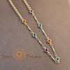Colier placat cu aur, stantat , 46 cm, cu cristale zirconia multicolore, usor de asortat