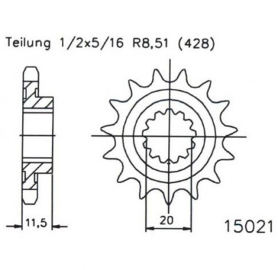 Pinion fata 16 dinti pas lant 428 &amp;ndash; Suzuki DR 125 (86-88) - DR SE 125 (94-00) - DR S 125 Raider (85-94) - DR SP 125 (86-88) foto