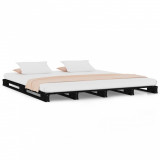 Cadru de pat King Size 5FT, negru, 150x200 cm lemn masiv de pin