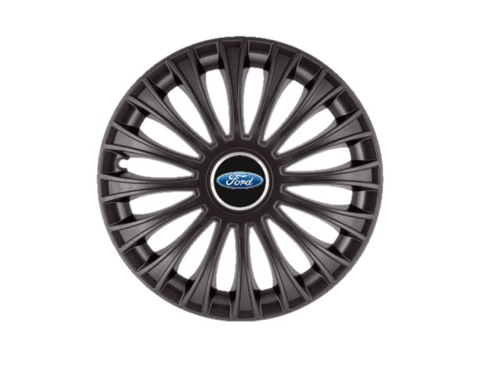 Set 4 capace roti pentru Ford, model Dino Black, R15