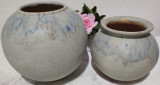 Pereche vaze, ceramica dura cu glazura, artistica anii 70 -