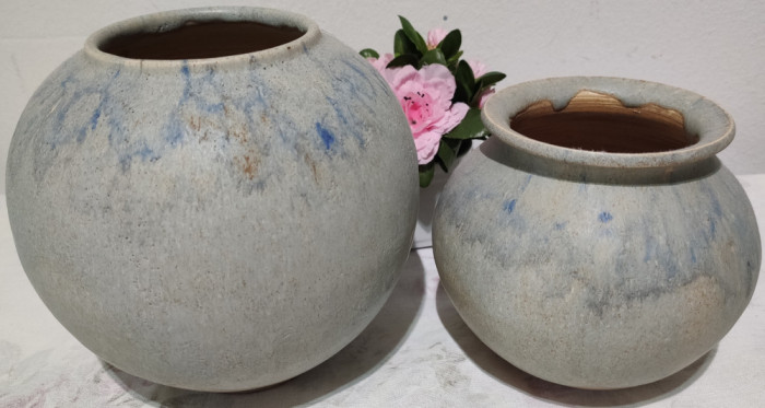 LICHIDARE ! Pereche vaze, ceramica dura cu glazura, artistica anii 70 -